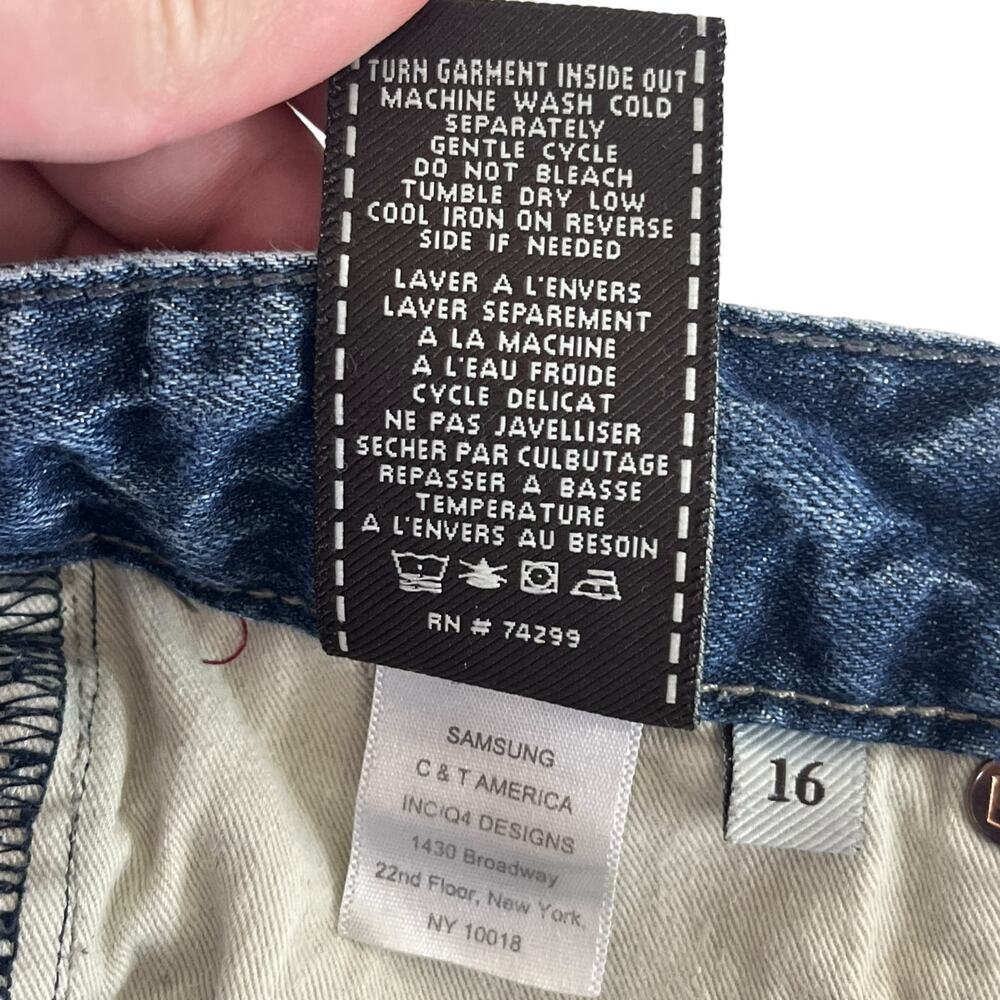 7 For All Mankind Slimmy Jeans Sz 16 Youth Boys Straight Leg Blue 5 Pocket - Picture 10 of 13